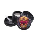 Awesome Golden Calavera Skull Flower Design Weed Grinder