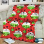 Awesome Hipster Alien Smoking Weed Pattern Fleece Blanket