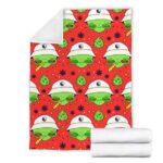 Awesome Hipster Alien Smoking Weed Pattern Fleece Blanket