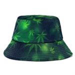Awesome Marijuana Weed Leaf Pattern Green Bucket Hat