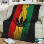 Awesome Rastafarian Marijuana Leaf Design Fleece Blanket