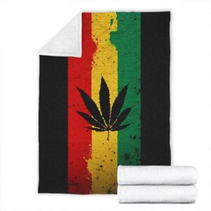 Awesome Rastafarian Marijuana Leaf Design Fleece Blanket