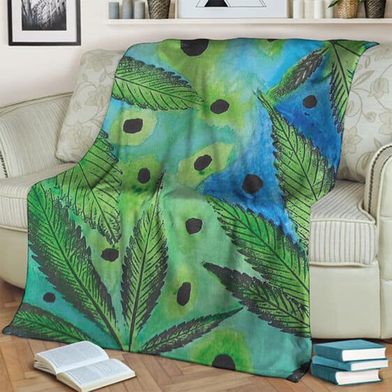 Awesome Water Color Painting Weed Art 420 Fleece Blanket