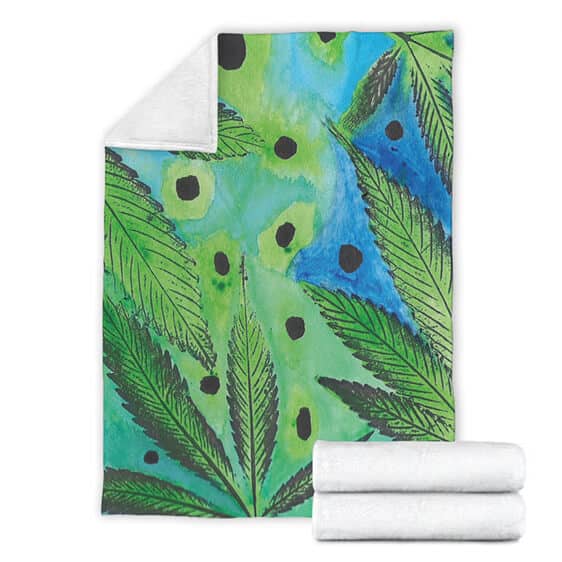 Awesome Water Color Painting Weed Art 420 Fleece Blanket