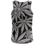 Weed Kush Mary Jane Leaves Black White Elegant Tank Top - back