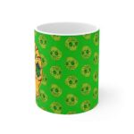 Badass Golden Skull Weed Pattern Artwork Ceramic Coffee Mug