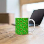 Badass Golden Skull Weed Pattern Artwork Ceramic Coffee Mug