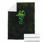 Badass Pirate Skull Marijuana Artwork Fleece Blanket