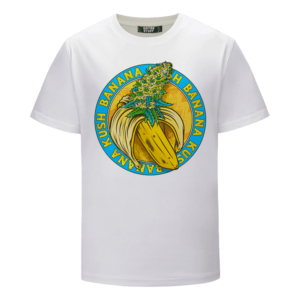 Banana Kush Marijuana Strain Awesome Logo White T-shirt