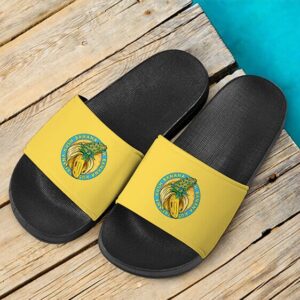 Banana Kush Marijuana Weed Strain Logo Yellow Slide Sandals