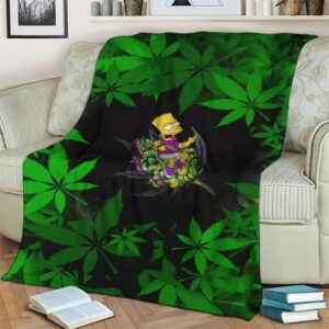 Bart Simpson High on Smoking Cannabis Joint Fleece Blanket