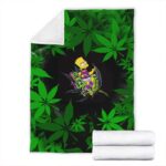 Bart Simpson High on Smoking Cannabis Joint Fleece Blanket