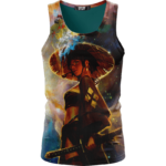 Beautiful Samurai Girl Smoking Galaxy Art Adorable Tank Top