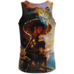 Beautiful Samurai Girl Smoking Galaxy Art Adorable Tank Top - Back