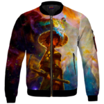 Beautiful Samurai Girl Smoking Galaxy Art Bomber Jacket