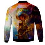 Beautiful Samurai Girl Smoking Galaxy Art Bomber Jacket - BACK