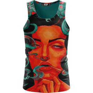 Beautiful Stoned Girl Smoking Joint Paint Art Style Cool Tank Top