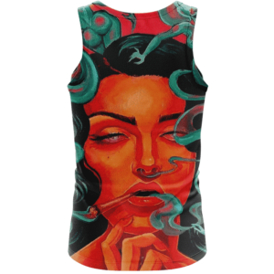 Beautiful Stoned Girl Smoking Joint Paint Art Style Cool Tank Top - Back