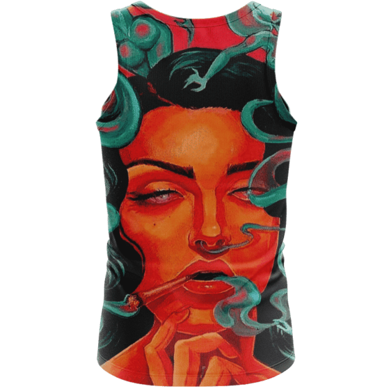 Beautiful Stoned Girl Smoking Joint Paint Art Style Cool Tank Top - Back