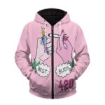 Best Buds Cute Pink 420 Weed Kush Art Zip Up Hoodie Jacket