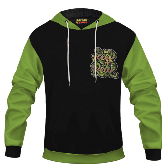 Black Keep It Real Cannabis Marijuana Themed Hoodie