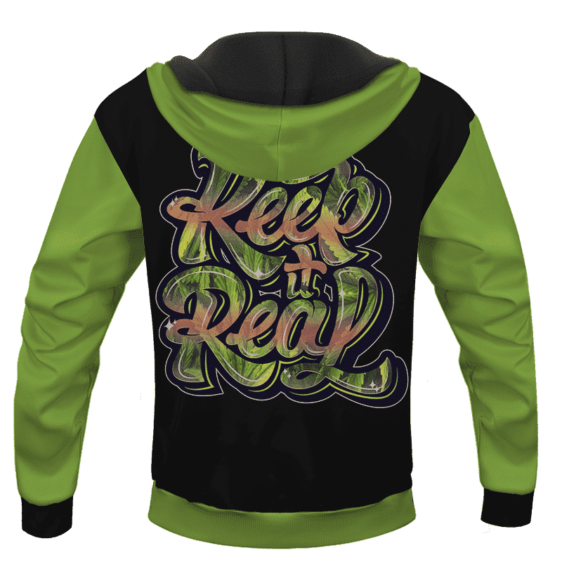 Black Keep It Real Cannabis Marijuana Themed Hoodie