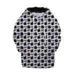 Black White Marijuana Weed and Bong Pattern Kids Hoodie