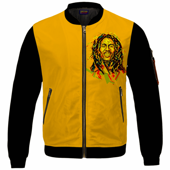 Bob Marley Artistic Painting Orange Black Bomber Jacket