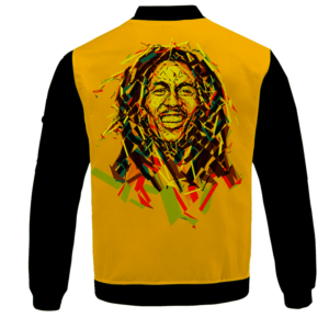 Bob Marley Artistic Painting Orange Black Bomber Jacket - BACK