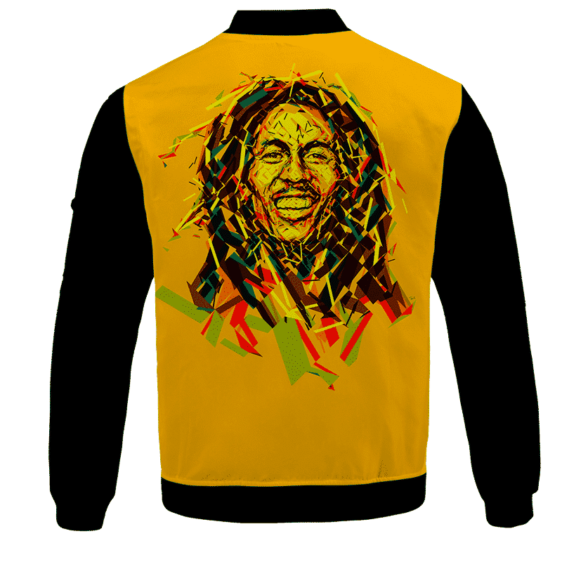 Bob Marley Artistic Painting Orange Black Bomber Jacket - BACK