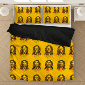 Bob Marley Artistic Painting Orange Seamless Bedding Set