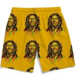 Bob Marley Artistic Painting Orange Men's Beach Shorts