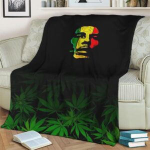 Bob Marley Rasta Painting Artistic 420 Weed Throw Blanket