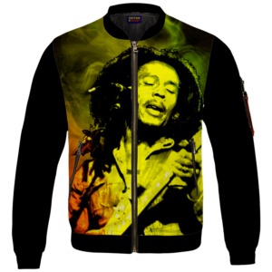 Bob Marley Singing Reggae Stoner Legend Awesome Bomber Jacket