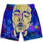 Bob Marley Trippy Nature 420 Marijuana Weed Men's Beach Shorts