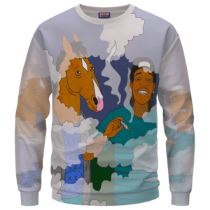 Bojack Horseman & Wiz Khalifa Sharing a Blunt 420 Marijuana Sweatshirt
