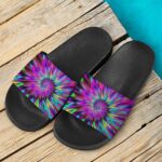 Bright Colors Circle Tie Dye 420 Marijuana Cool Slide Sandals