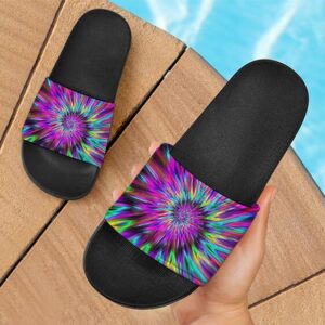 Bright Colors Circle Tie Dye 420 Marijuana Cool Slide Sandals