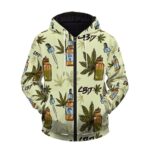 CBD Cannabis Oil Miracle Herb Cartoon Marijuana Zip Up Hoodie