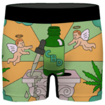 CBD Cannabis Oil Miracle Herb Cartoon Art Marijuana Men's Boxers