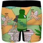 CBD Cannabis Oil Miracle Herb Cartoon Art Marijuana Men's Boxers