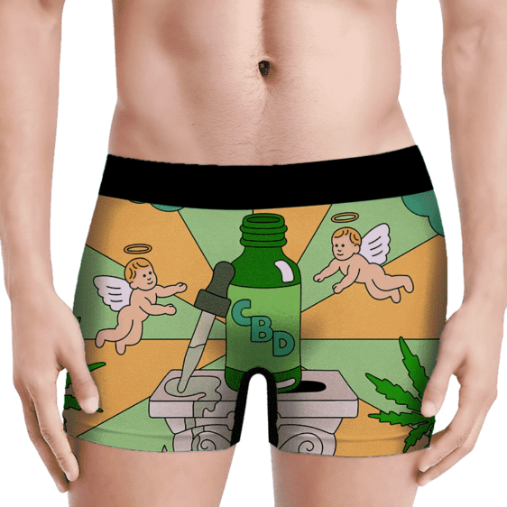 CBD Cannabis Oil Miracle Herb Cartoon Art Marijuana Men's Boxers