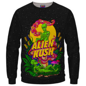 Calming Potent Alien Kush Indica Dominant Hybrid Marijuana Crewneck Sweater