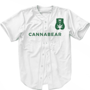 Cannabear Cannabis Weed 420 White Green Minimalist Baseball Jersey