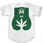 Cannabear Cannabis Weed 420 White Green Minimalist Baseball Jersey - back