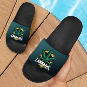 Cannabis Awesome Logo Marijuana Weed Dark Slides Sandals