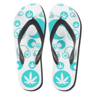 Cannabis Bubble Pattern White 420 Flip Flops Slippers