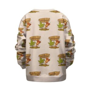Cannabis Leaf & Pizza Friends Forever Cartoon Kids Sweater