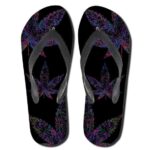 Cannabis Leaves Weed Line Art Black 420 Thong Sandals