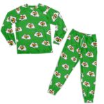 Cannabis Rasta Hand Heart Pattern Green Pajamas Set